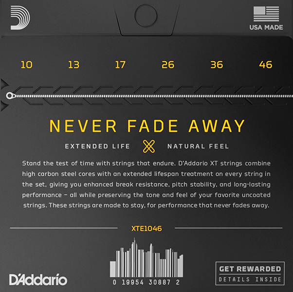 D'Addario XTE1046 XT Комплект струн для электрогитары, никелированные, 10-46, с покрытием