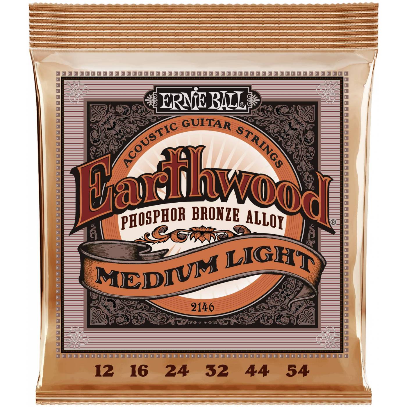 ERNIE BALL 2146 Earthwood Phosphor Bronze Medium Light 12-54 - Струны для акустической гитары