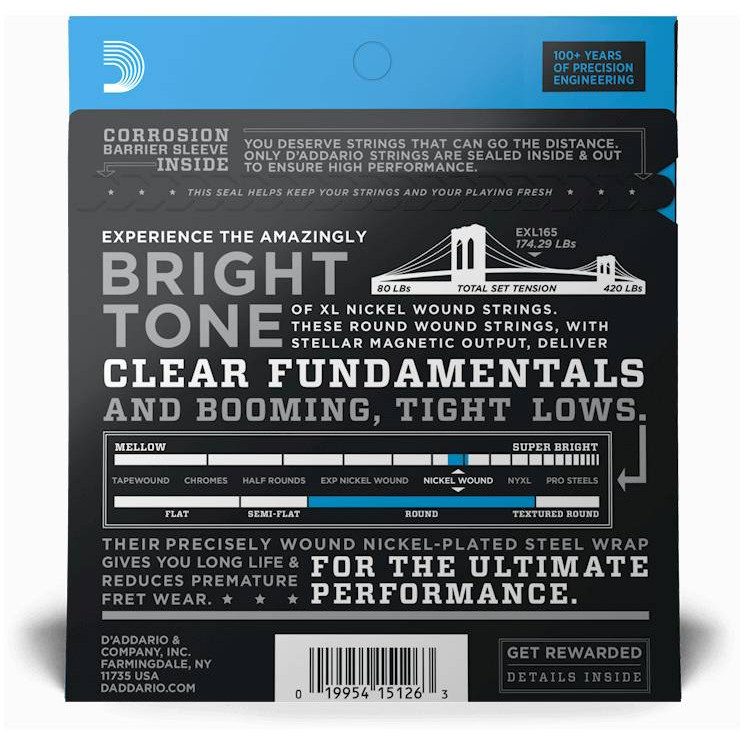 D'ADDARIO EXL165 - СТРУНЫ ДЛЯ БАС-ГИТАРЫ