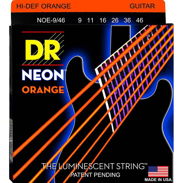 DR NOE-9/46 Neon Orange Комплект струн для электрогитары, никелированные, с покрытием, 9-46