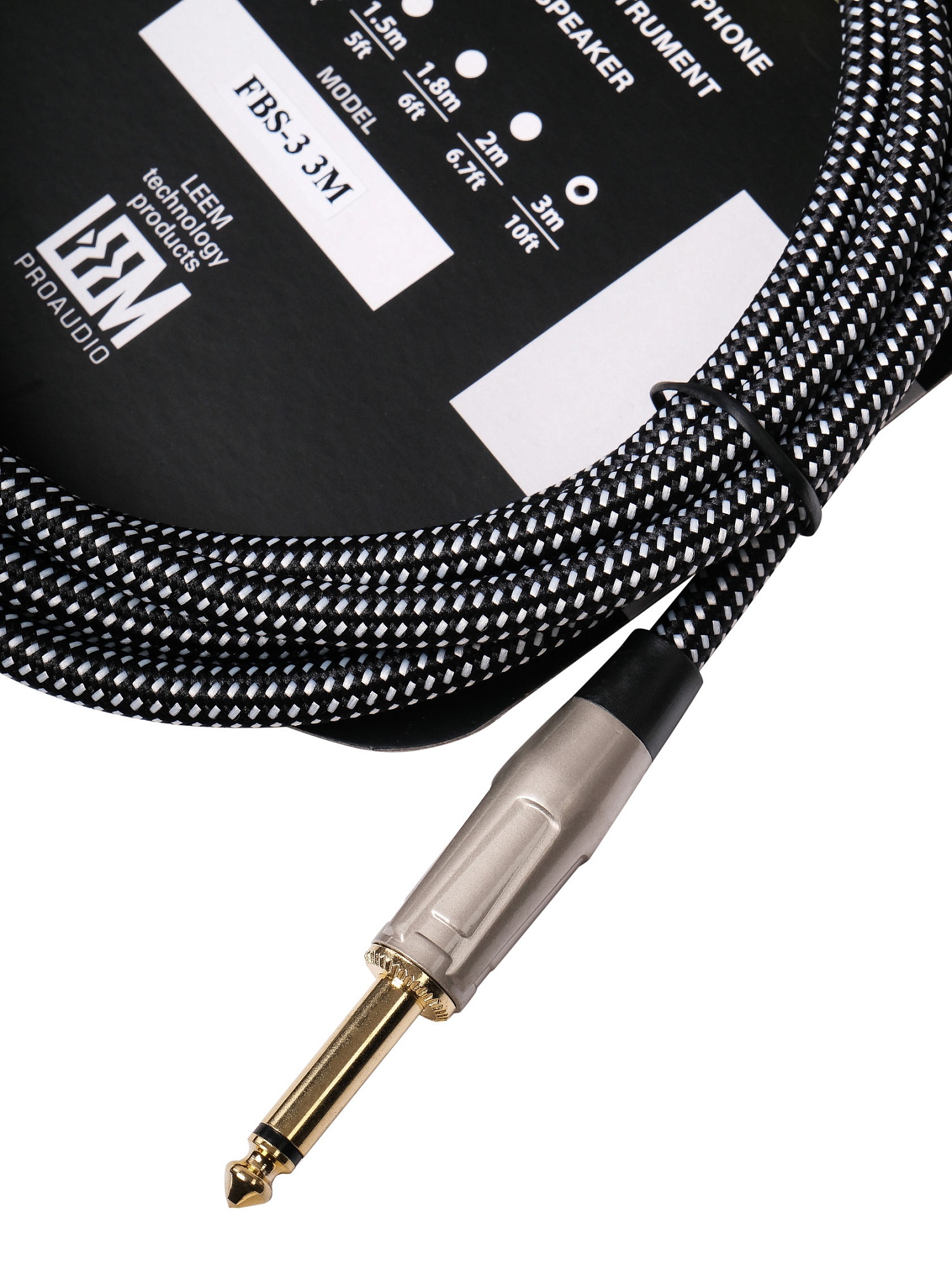 Leem FBS-3(BK/WH) Кабель инструментальный, черный/белый, 3м