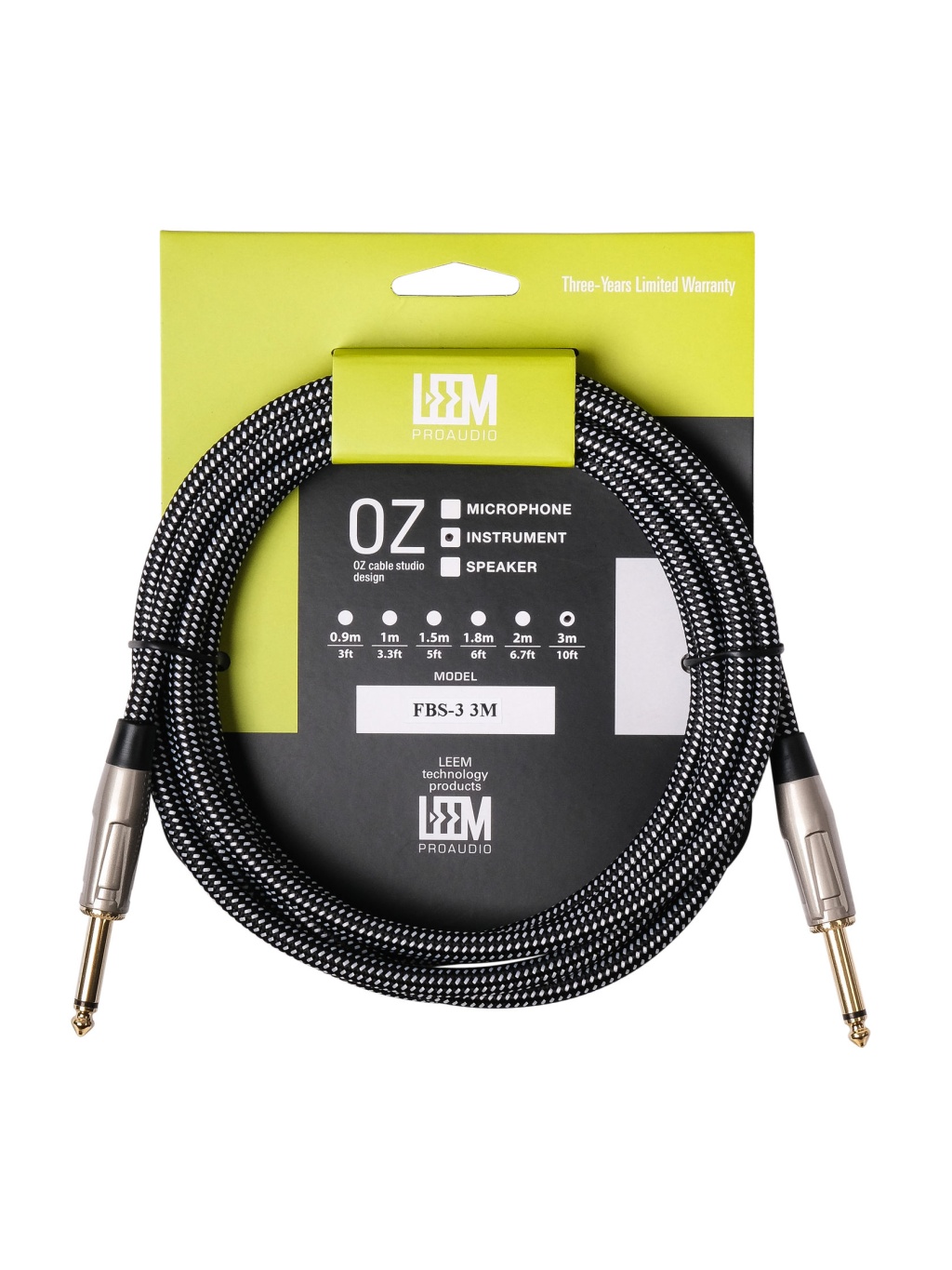 Leem FBS-3(BK/WH) Кабель инструментальный, черный/белый, 3м