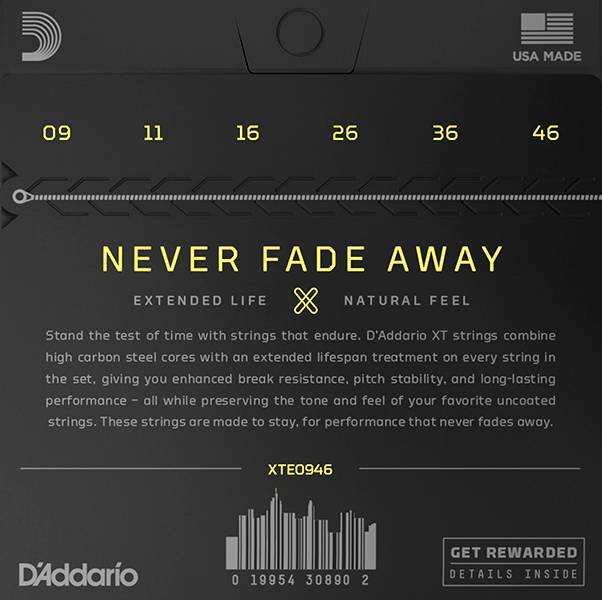 D'Addario XTE0946 XT Комплект струн для электрогитары, никелированные, 9-46, с покрытием
