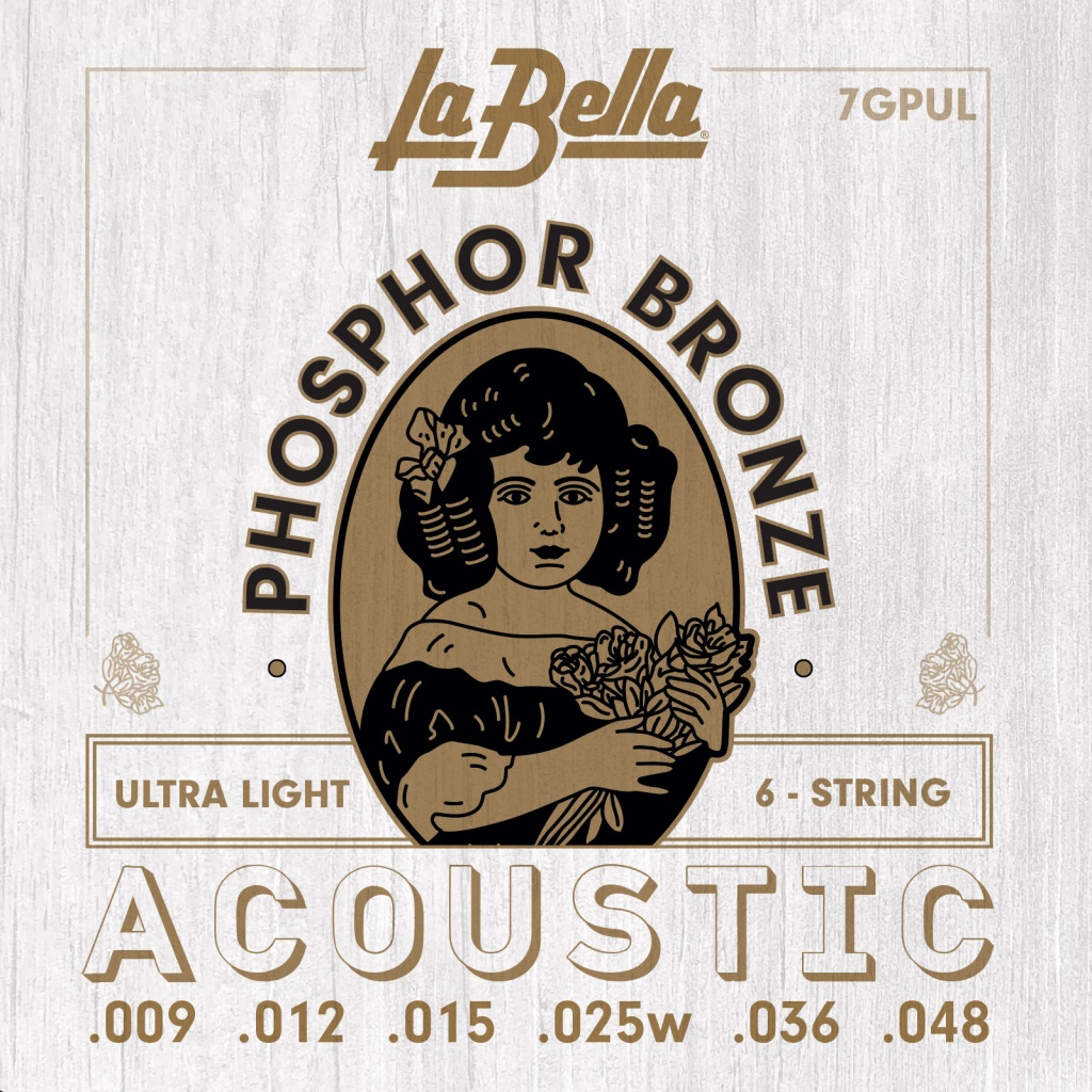 La Bella 7GPUL Phosphor Bronze Комплект струн для акустической гитары, ф/б, Ultra Light, 9-48