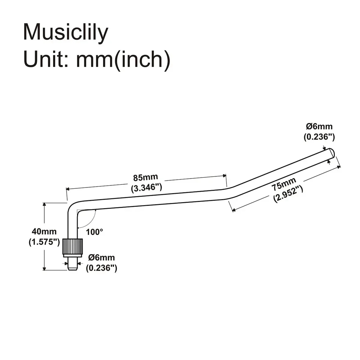 Musiclily MX2206BK Рычаг тремоло Floyd Rose style, 6мм, черный