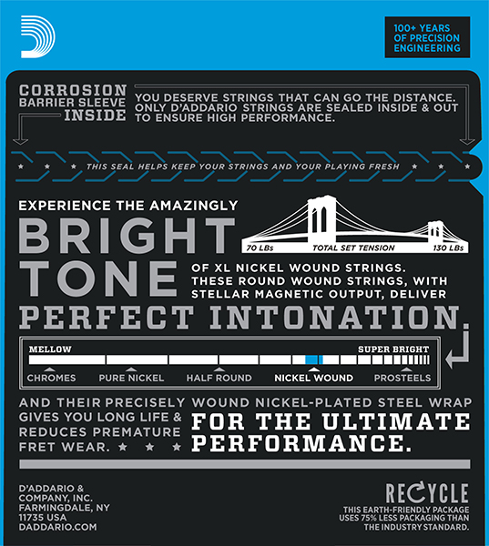 D`Addario EXL115 XL NICKEL WOUND Струны для электрогитары Blues/Jazz Rock 11-49